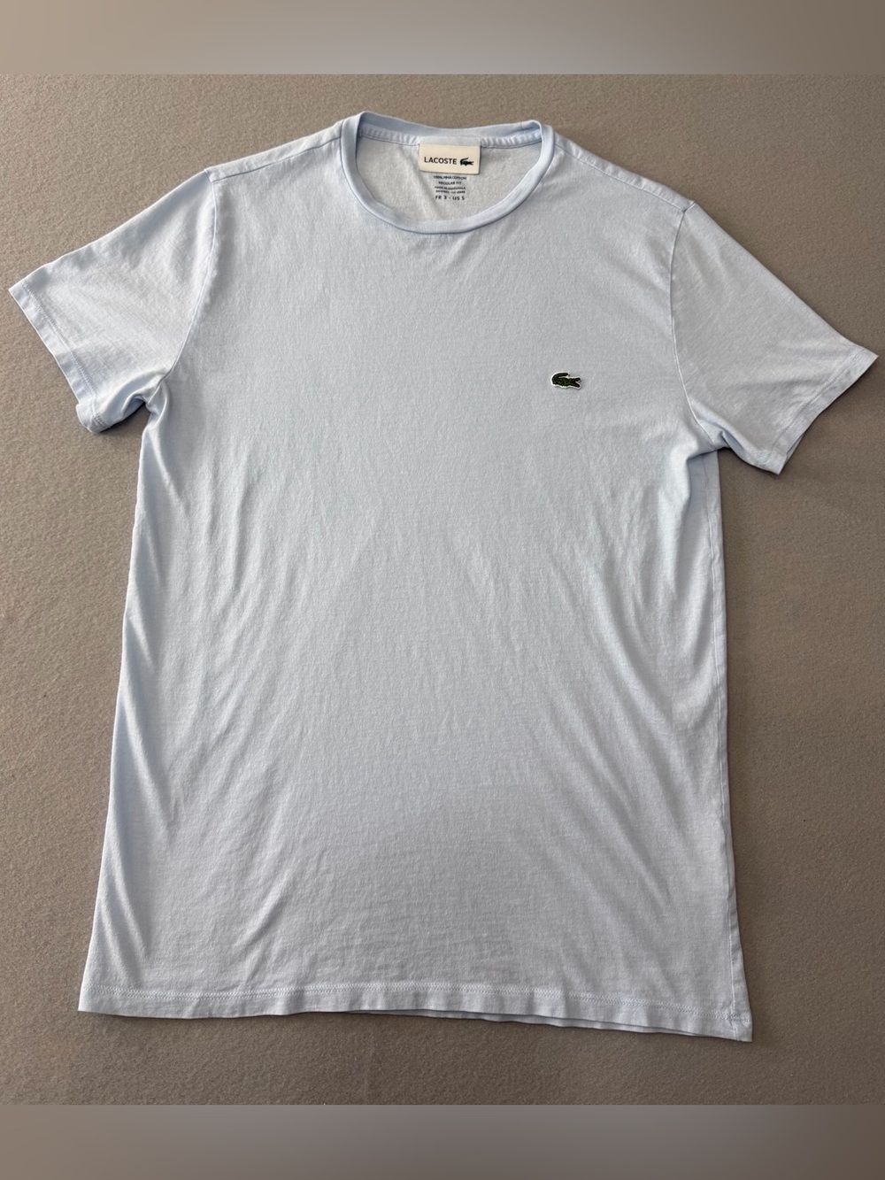 221/746 Lacoste Pima Cotton Crewneck T-Shirt Men’s S Light Blue 100% Cotton